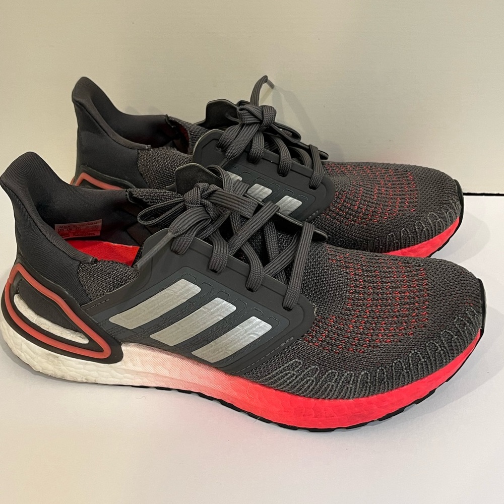 Women’s ADIDAS Ultraboost 20 FV8347 Grey/Orangey Red - size 6.5